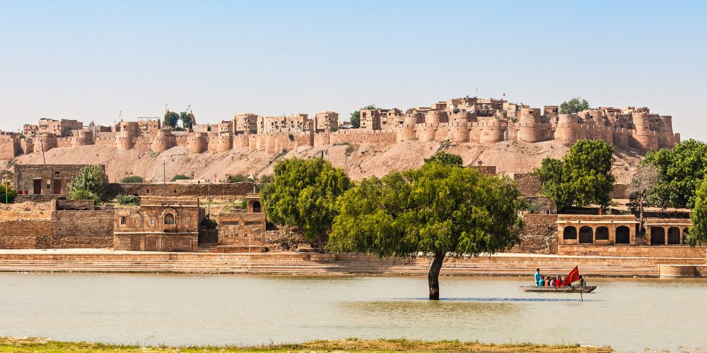 Fort in Jaisalmer, India. Jaisalmer "the golden city" stands on a ridge of yellowish sandstone.